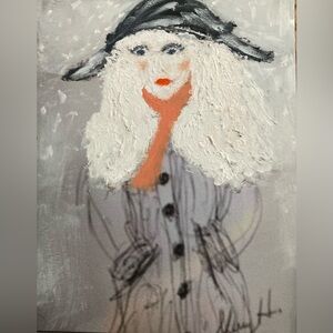 Chic Portrait Canvas Art with Black Hat